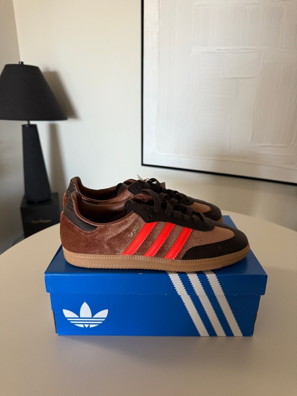 adidas Samba Sneakers Brown with Coral Stripes - never worn! - Picture 6 of 10